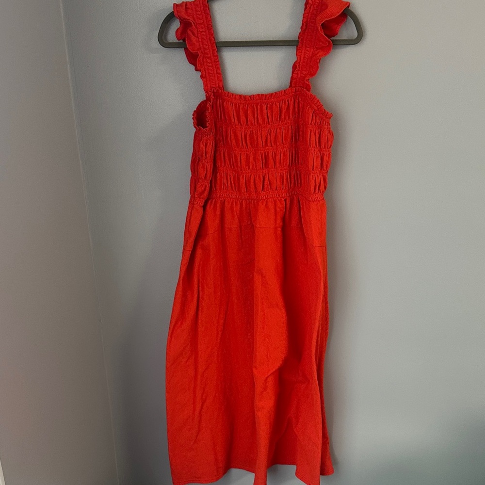 Orange Smocked Strap Midi Dress - Brand